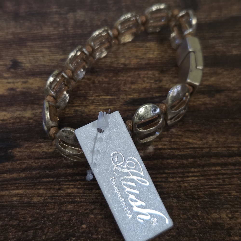 BOGO💖Hush Goldtone and Brown Stretch Clasp Bracelet